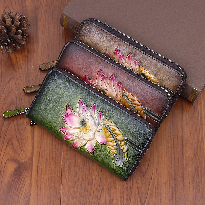 Vintage Lotusblüten Geldbörse